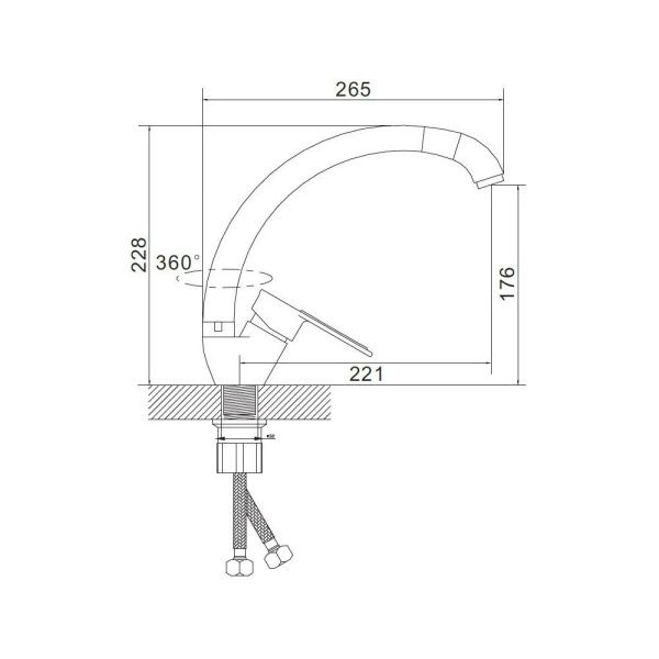 Смеситель для кухни монокомандный  черный с хромом  Potato Эверест B59-274F