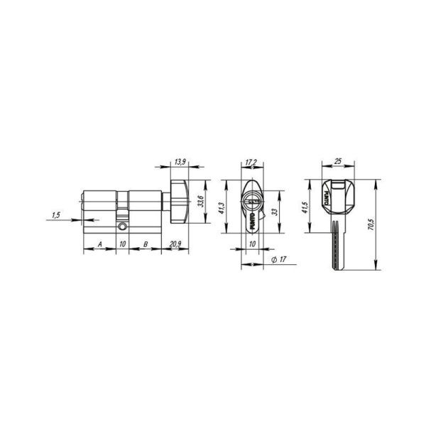 Цилиндровый механизм Z4002Knob70 хром