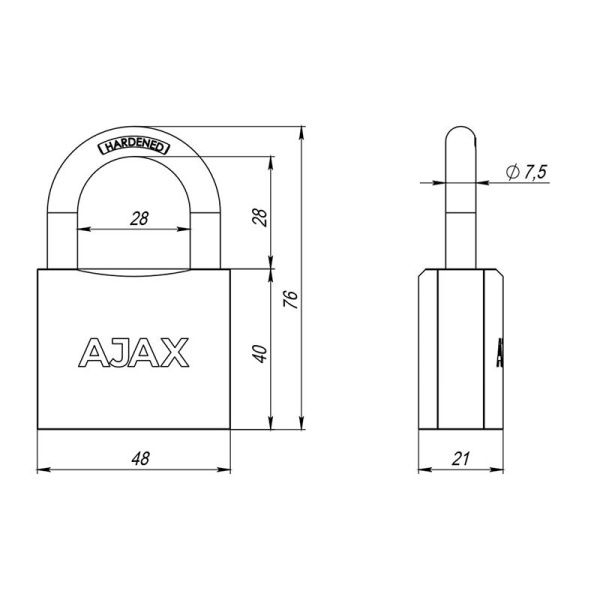 Замок навесной PD-0150 (PD-01-50) 3 key англ.