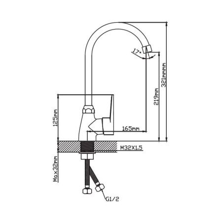 Смеситель для кухни монокомандный  хром  Potato Эверест B40-270GS