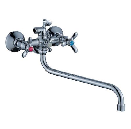 Смеситель для ванны и умывальника двухручковый хром Potato P 2267