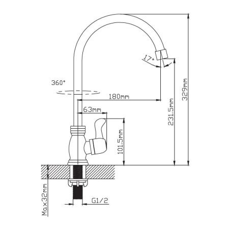 Кран водоразборный одноручковый на холодную воду Potato Эверест B 41-337