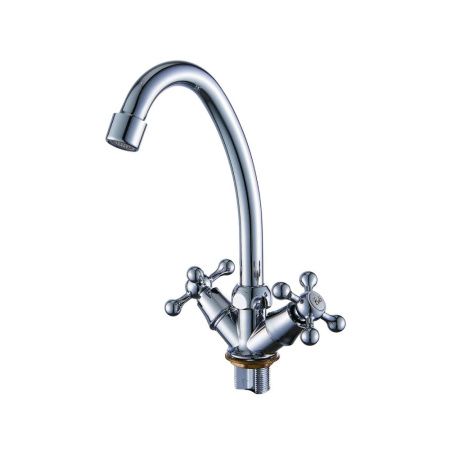 Смеситель для кухни двухручковый  хром  Potato Эверест B49-351