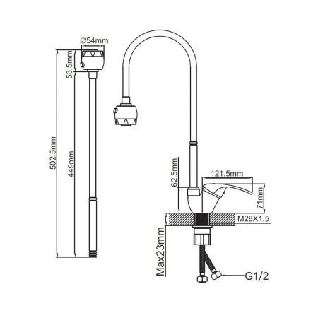 Смеситель для кухни монокомандный  хром  Potato Эверест B58-040