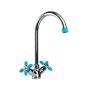 Смеситель для кухни двухручковый  синий с хромом  Potato Эверест B59-071D
