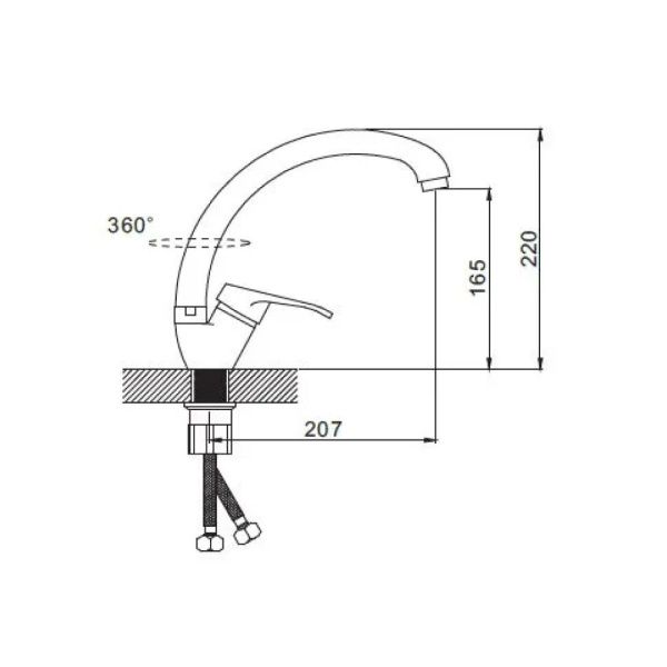 Смеситель для кухни монокомандный  хром  Potato Эверест B59-028