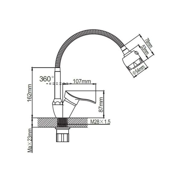 Смеситель для кухни монокомандный  хром  Potato Эверест B58-214M