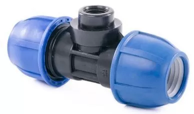 Тройник компрессионный с внутр.резьбой д.25х3/4"F для ПЭ труб ТурПласт