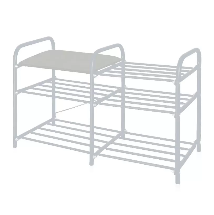 Этажерка "Люкс3" (500х330х800) ЭТЛ3-1/МС 3-х ярусн. с мягк. сидением,винил.разборн. матовый сер. Ника