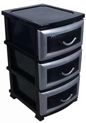 Комод 3-х секц. без декора "Дельфин" черн./серебр.