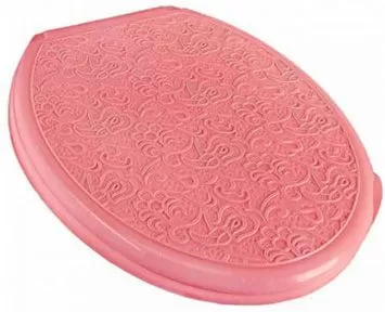 Крышка для унитаза жесткая розовая "ДЕКОР" АЖУР