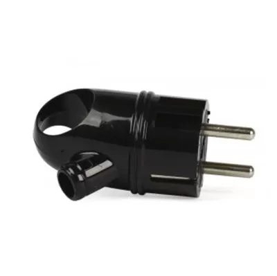 SmartBuy вилка 16А 250В (АБС-пластик, угловая с ушком, черная, земля) SBE-16-P03-b