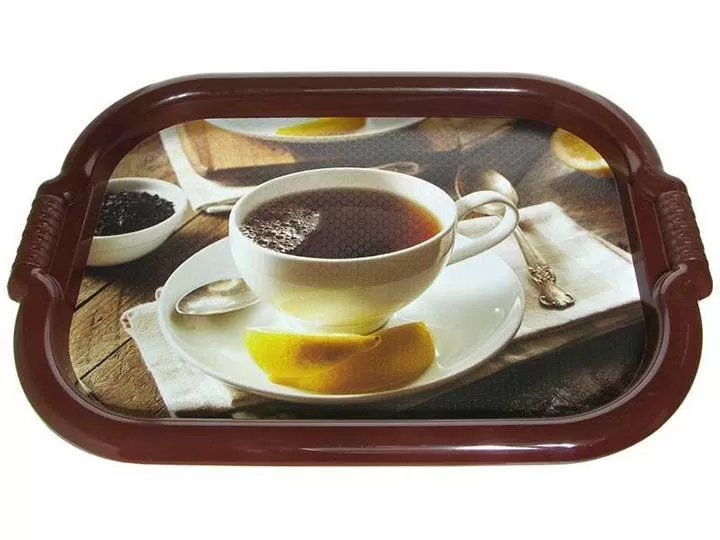 Поднос коричневый Чайная пара