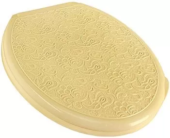 Крышка для унитаза жесткая бежевая (слоновая кость) "ДЕКОР" АЖУР