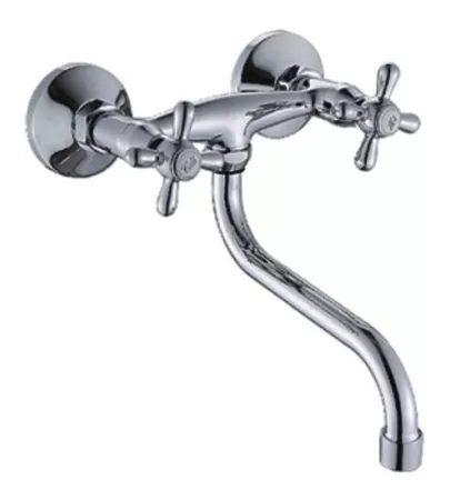 Смеситель для кухни двухручковый хром Potato P 46301 (настенный)