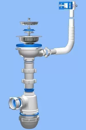 А-0145S Сифон АНИ ГРОТ 3 1/2х40 с гибким переливом мойки