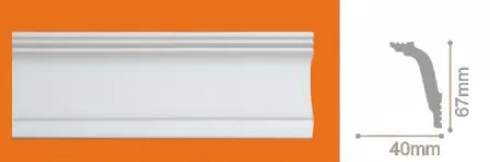 Плинтус потолочный белый 45/45мм С34/67 длина 2м (упак.шт.54) Солид