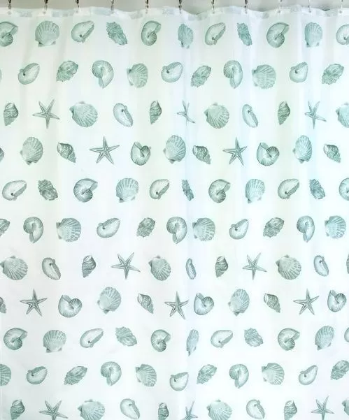 Штора для ванной тканевая зеленая, 1032, "Залел" эконом, 170-180*200