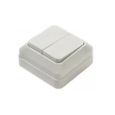 Выключатель двухклавишный BOLLETO 7023 белый накладной