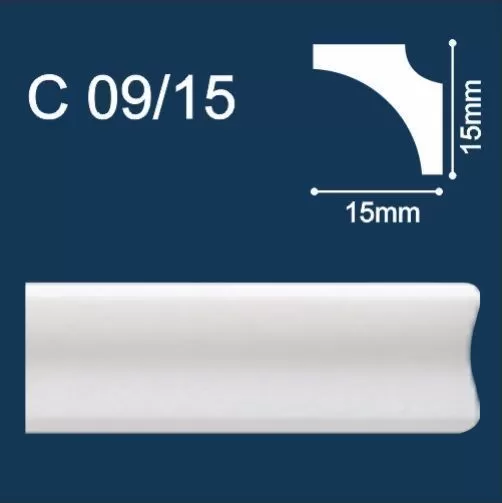 Плинтус потолочный белый С09/15 длина 2м (упак.390шт.) Солид